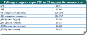 30 Недель беременности узи размеры нормы