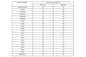 Норма Окружность Головы В 6 Месяцев Таблица