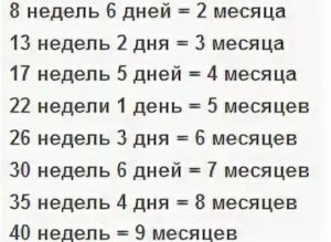 39 недель сколько месяцев беременности